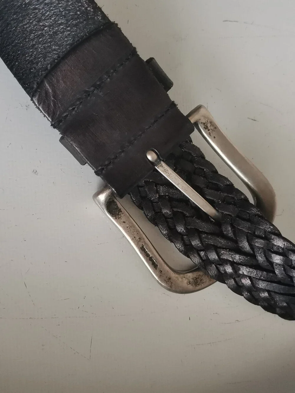 Vintage Harley Davidson 03 Black Leather Braided Trim Belt, Size:34
